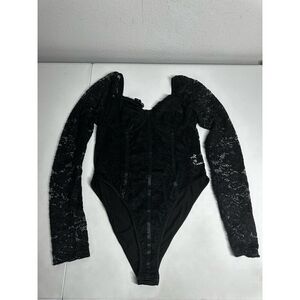 Shein Women’s Bohemian Black Lace Bodysuit Size 8/10